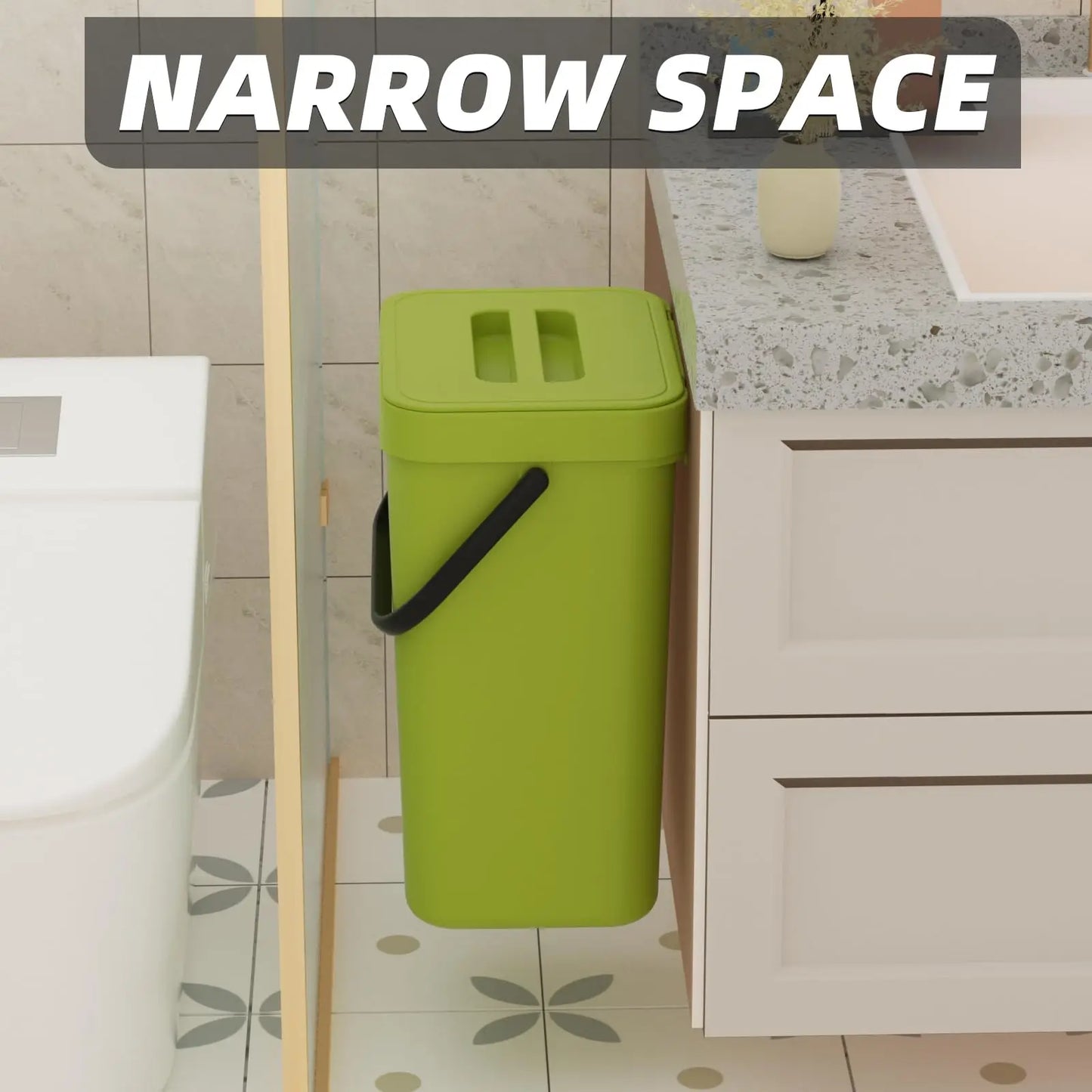 Carvallo Mini Soptunna | Med Lock | Hängande & Väggmontering | Kompakt & Luktblockerande | För Kök, Bad & Kontor