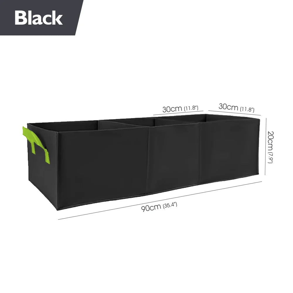 Carvallo GrowZone 21 Höjd bädd planteringspåse 90x30x20 cm | 21 Gallon | 3-kammarsystem | Andningsbart tyg med dränering | Fällbar & Återanvändbar