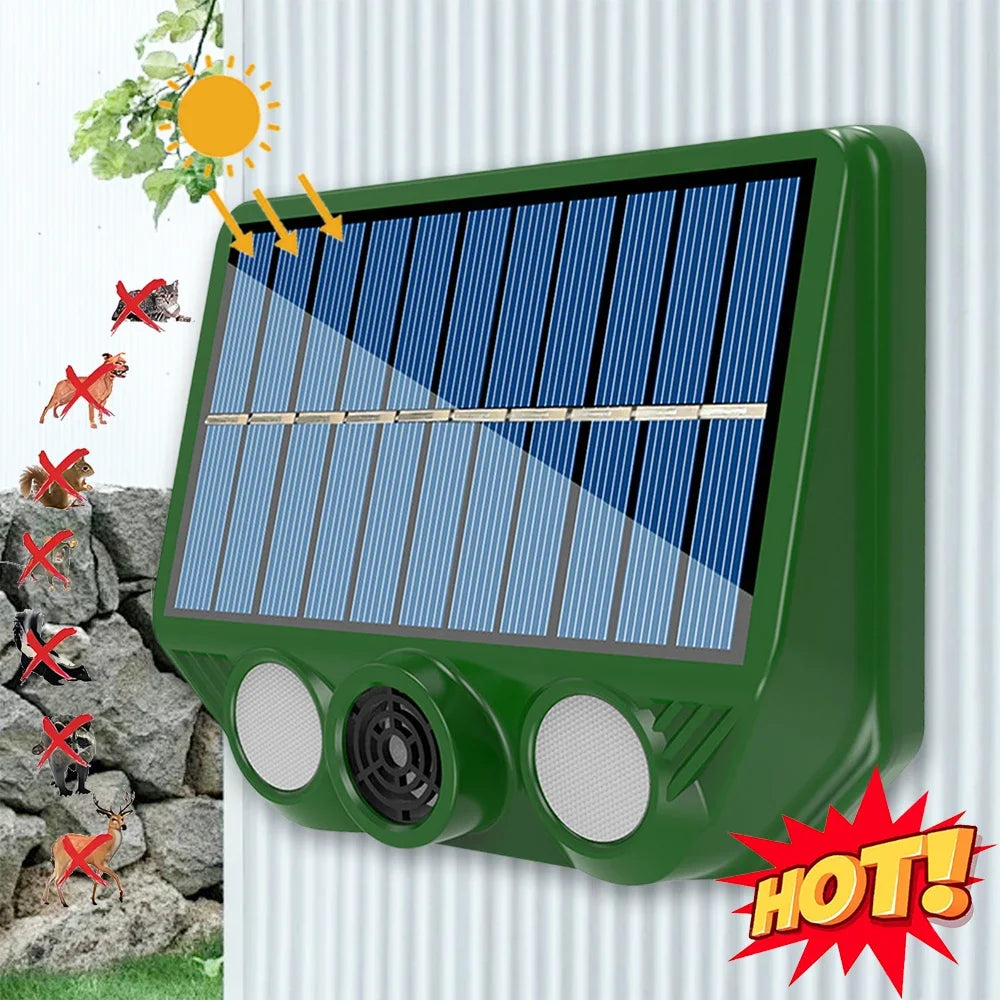 Carvallo Tiervertreiber ECOFERA DualProtect | Ultrasound & LED | IP66 Vattentät | Solardriven med USB-laddningsalternativ | 200-300 m² Täckning