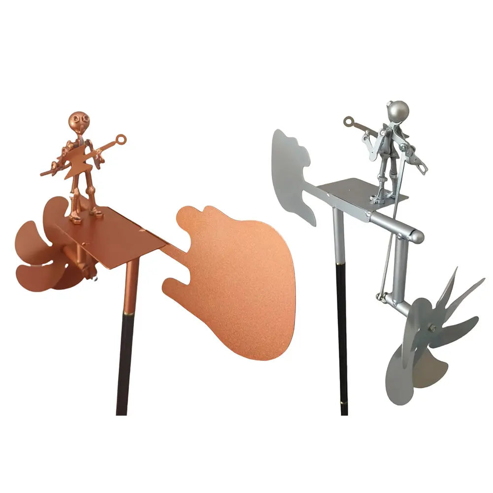 Carvallo Metall Vindspel Gitarr | Handgjord Vindskulptur | Rock Dekor för Trädgård & Terrass | 28 × 17 cm