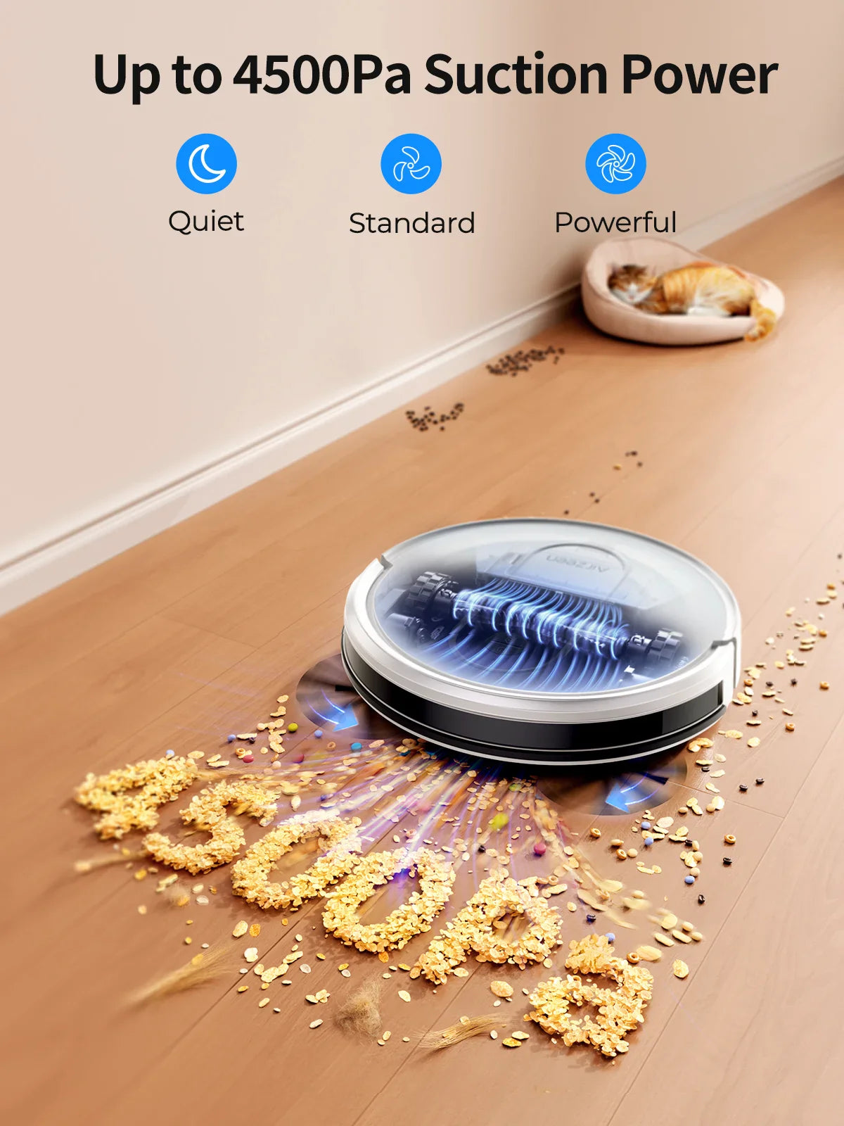 Carvallo P10 sugrobot med moppfunktion | 4500Pa sugeeffekt | App-styrning & gyroskop-navigation | För mattor & hårda golv