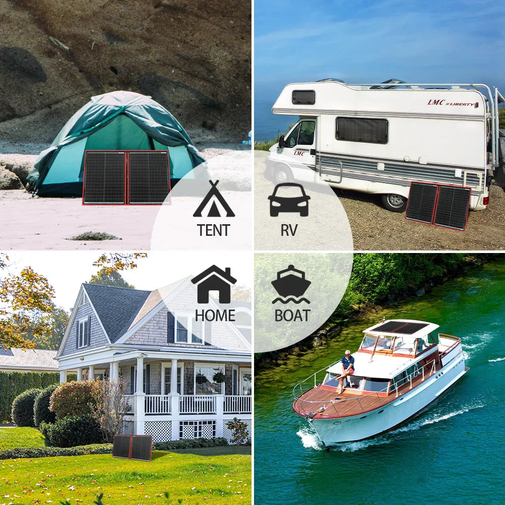 Carvallo Solarpanel SolterraFold 100 W | Monokristallin | Inkl. 10A Laddregulator & 3 m Kabel | Ultrak lätt & Kompakt