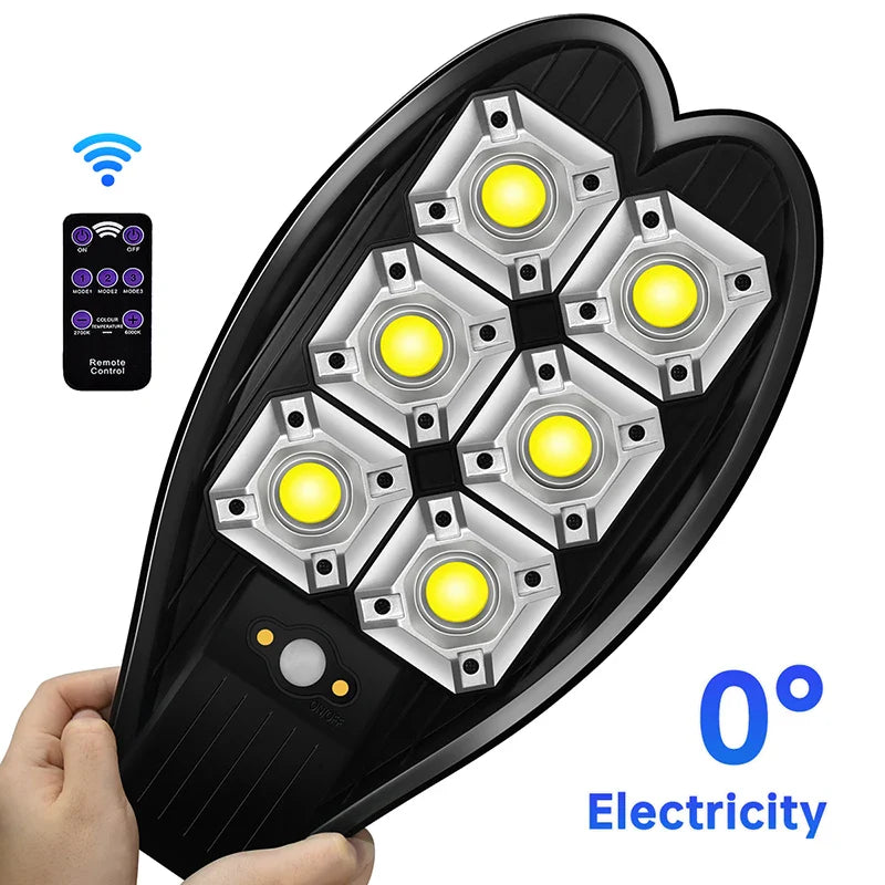 Carvallo Solar Vägglampa med Fjärrkontroll | 6x COB LED-lampor | 3 Ljuslägen | IPX66 Vattentät | För Trädgård, Gård & Uppfart