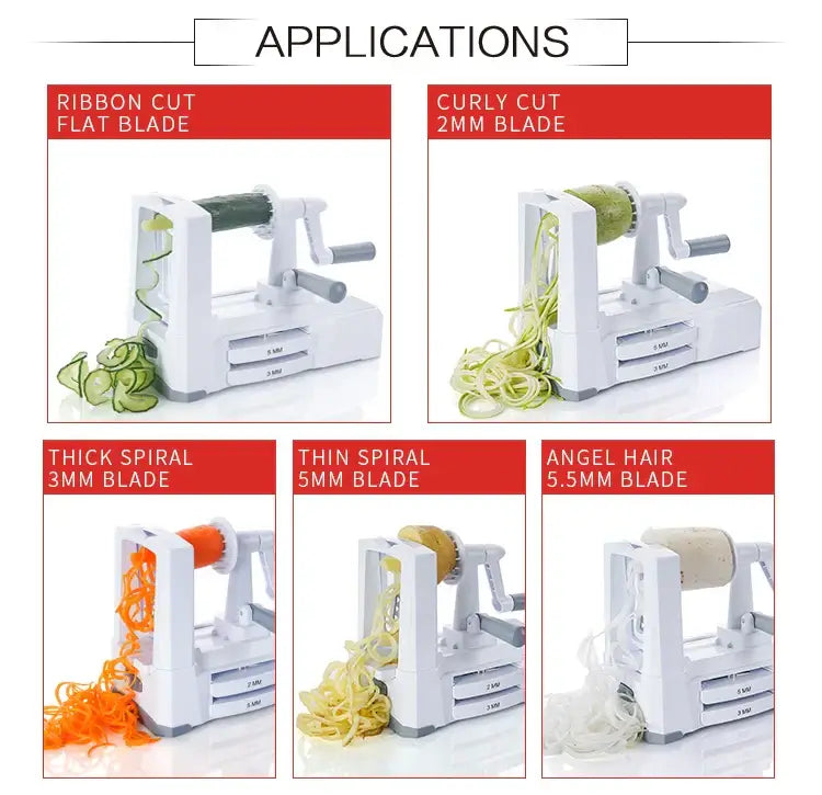 Royallure 7-bladig grönsaksspiralisator – Zucchini-nudeltillverkare och zoodle-tillverkare med sugkopp och förvaringskorg