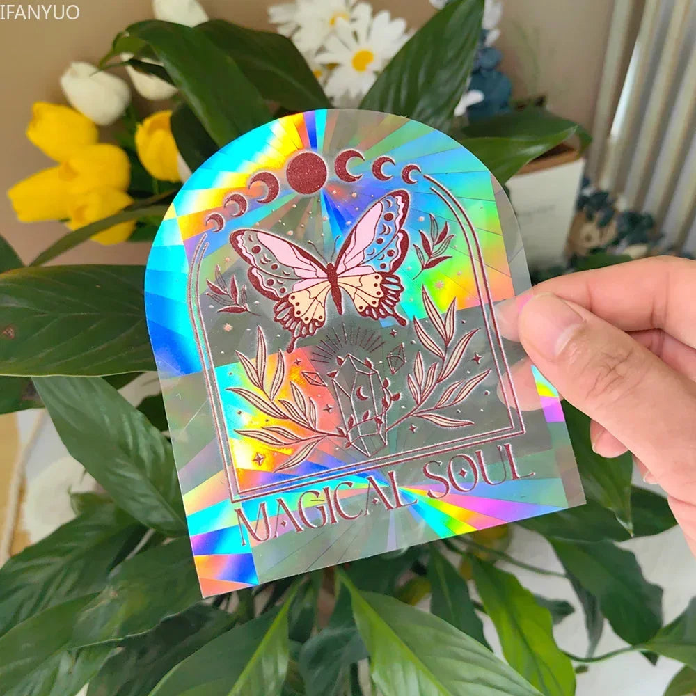 Carvallo fönsterdekal solfångare | Självhäftande med 3D-regnbågseffekt | För fönster, väggar & dekoration