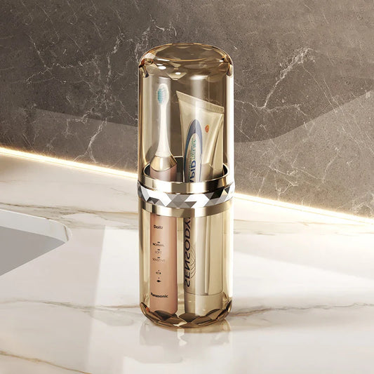 Carvallo Reserach-tandborstskålen med tandborstbox | 2-i-1 förvaringsbehållare för tandborste & munskölj | Ideal för resor