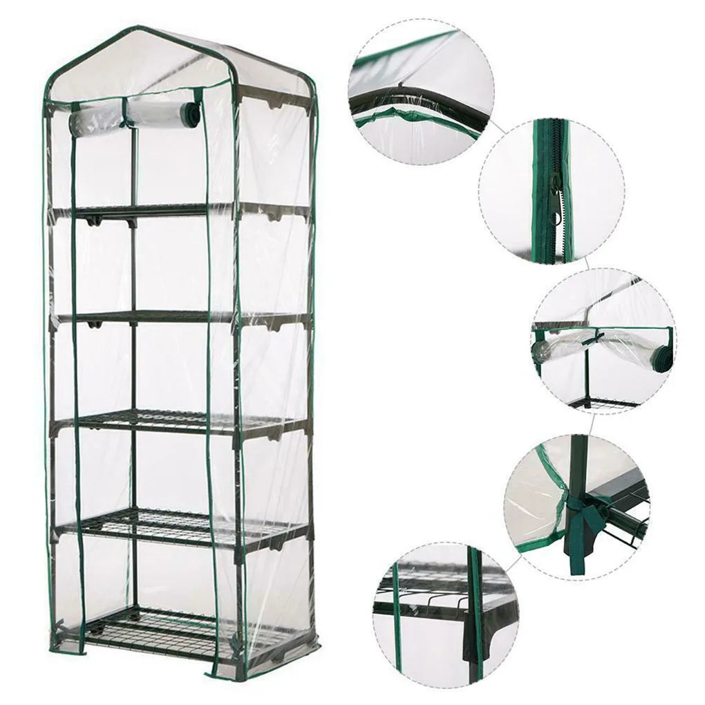 Carvallo Mini Transparent PVC-växthusfolie | Vattentät &amp; UV-beständig | För 2–5 våningar | Med dragkedje-framdörr
