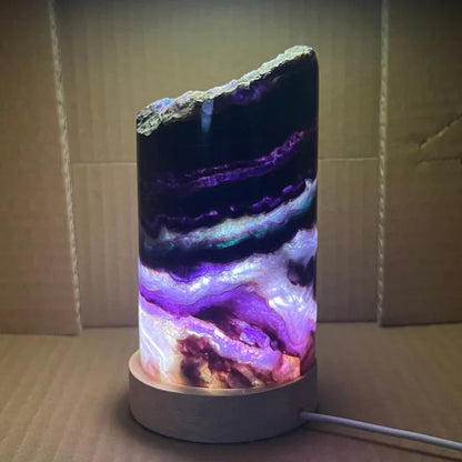 RainbowGlow – Fluorite table lamp with enchanting light effects for a calming atmosphere