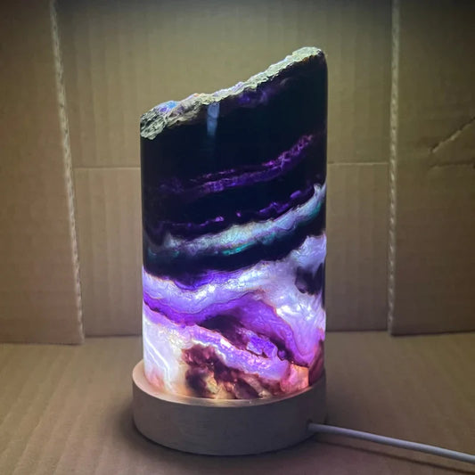 RainbowGlow – Fluorite table lamp with enchanting light effects for a calming atmosphere