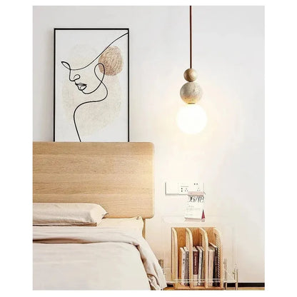 Pendellampa Travertin – Högkvalitativ, varm belysning för vardagsrum i naturlig stil