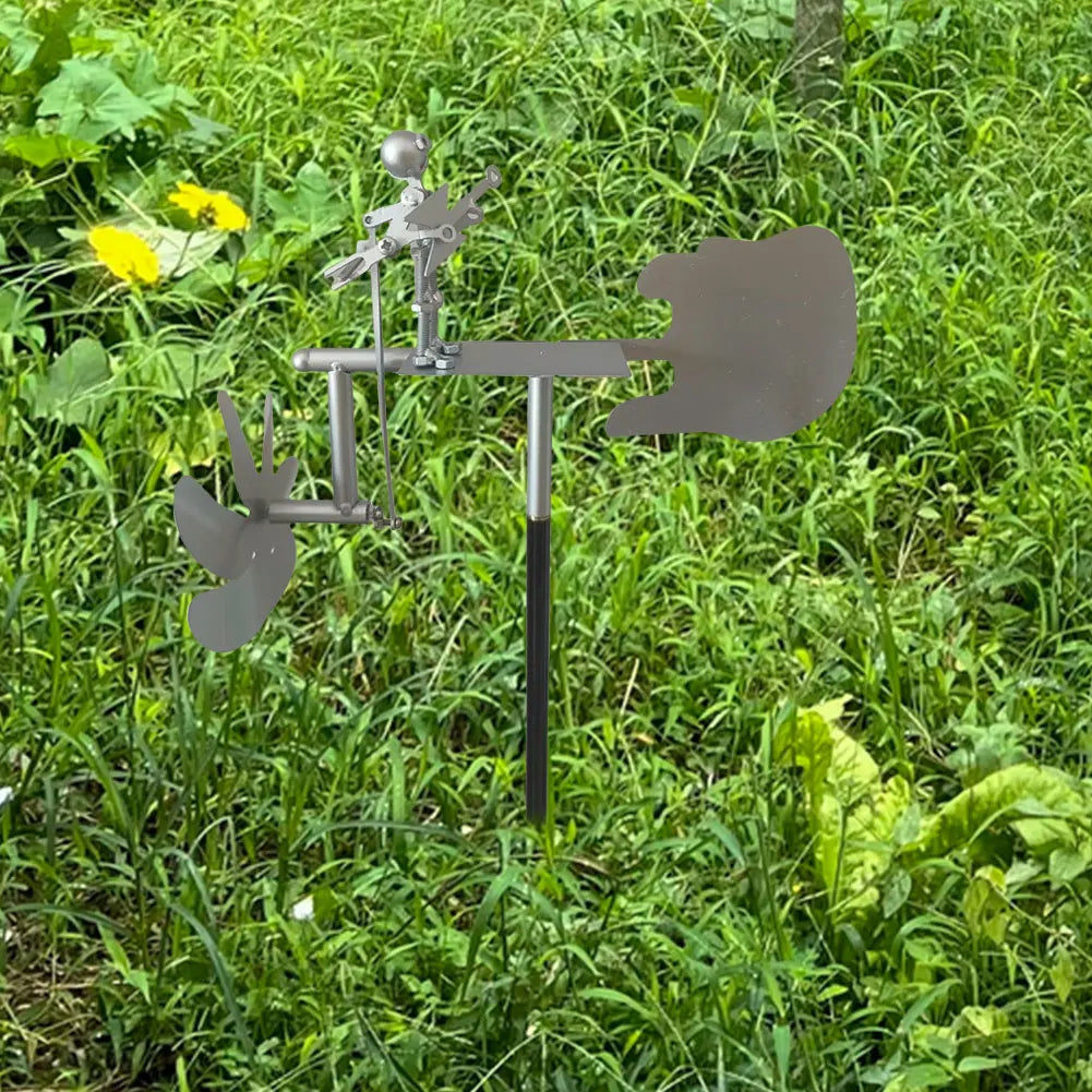 Carvallo Metall Vindspel Gitarr | Handgjord Vindskulptur | Rock Dekor för Trädgård & Terrass | 28 × 17 cm