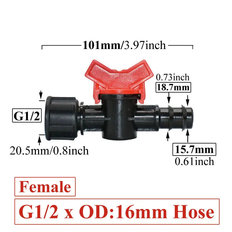Carvallo FlowTura ConnectPro | Mini-kula ventil med slanganslutning och gänga | För trädgård, PE-slang och droppbevattning