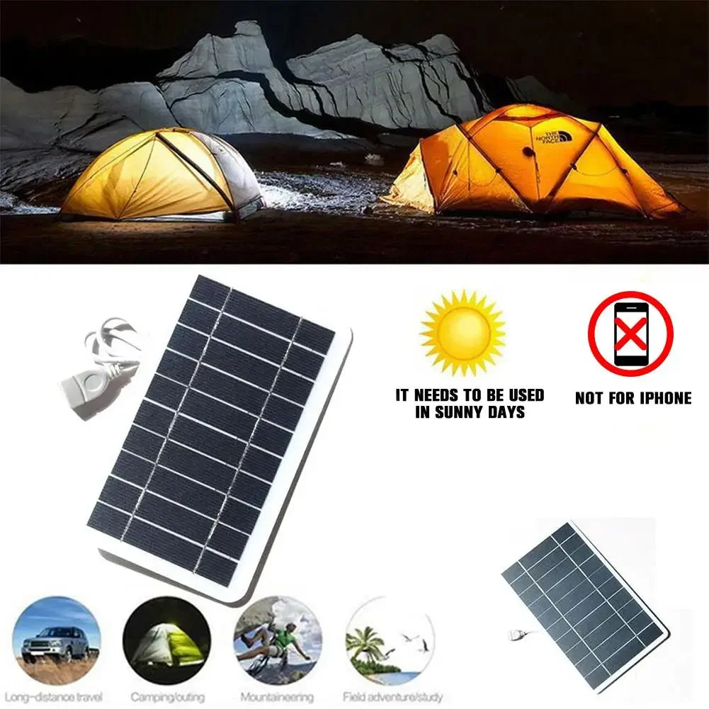 Carvallo Mobiler Solpanel 5V 2W | USB Laddare | För Powerbank, Smartphone &amp; Utomhus Camping