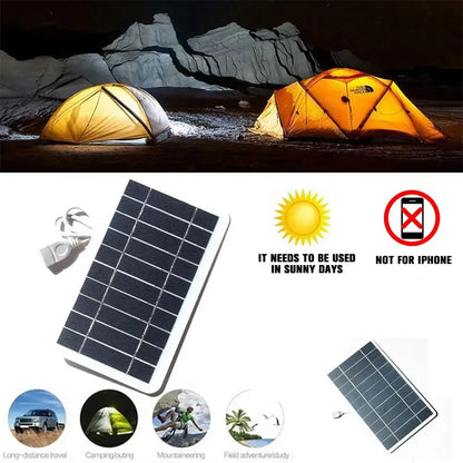 Carvallo Mobiler Solpanel 5V 2W | USB Laddare | För Powerbank, Smartphone &amp; Utomhus Camping