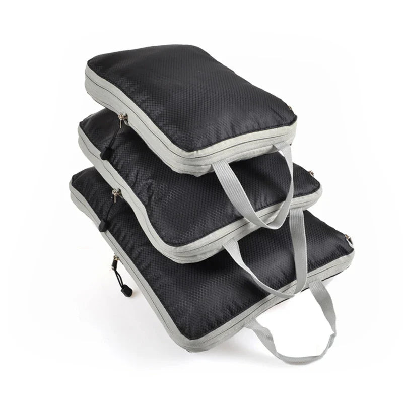 Carvallo Resväskor Set | 3-delat Komprimerbart | Lätt & Andningsbart | Med Fönster