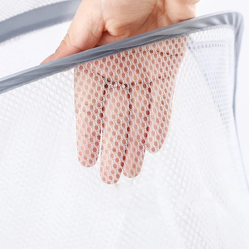 Carvallo WashHang Vägghängande Tvättkorg | Fällbar & Andningsbar | Med Bärhandtag | 30×18×40 cm | Grå/Vit