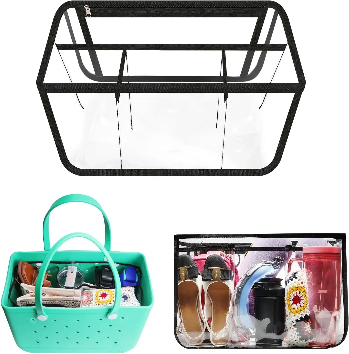 Carvallo Väska-Organizer för Strandväskor | Vattentålig & Lätt | Med Dragkedjefack & Flera Fack | Passar för Bogg Bag XL