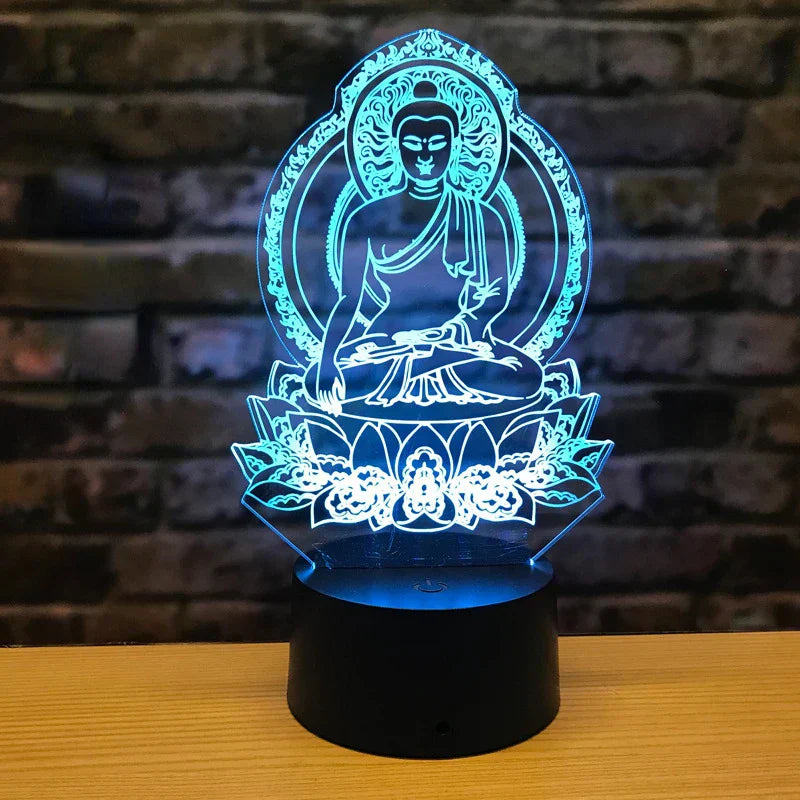 LumiBuddha - 3D LED Nattlampa med Färgförändring och Meditativ Atmosfär