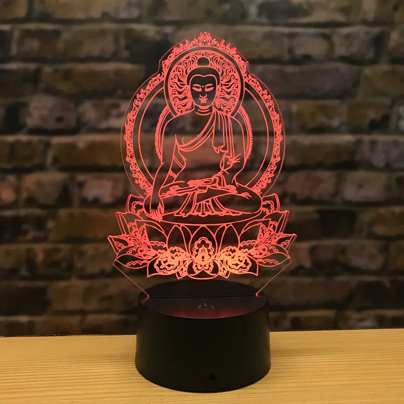LumiBuddha - 3D LED Nattlampa med Färgförändring och Meditativ Atmosfär