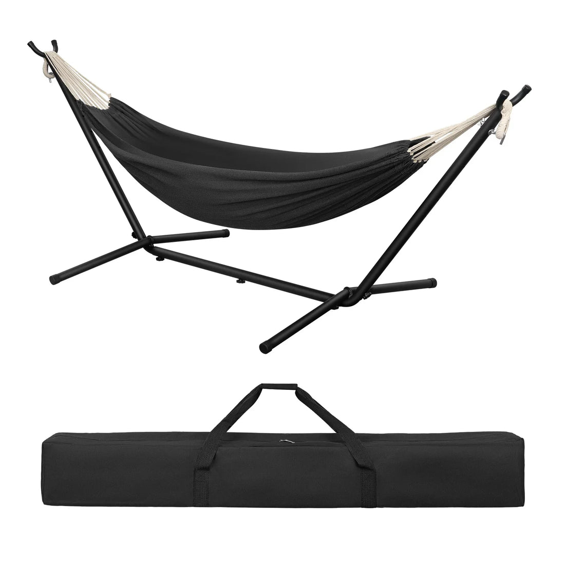 Lunava Rest | Bärbar dubbel hängmatta med stålram för trädgård och camping