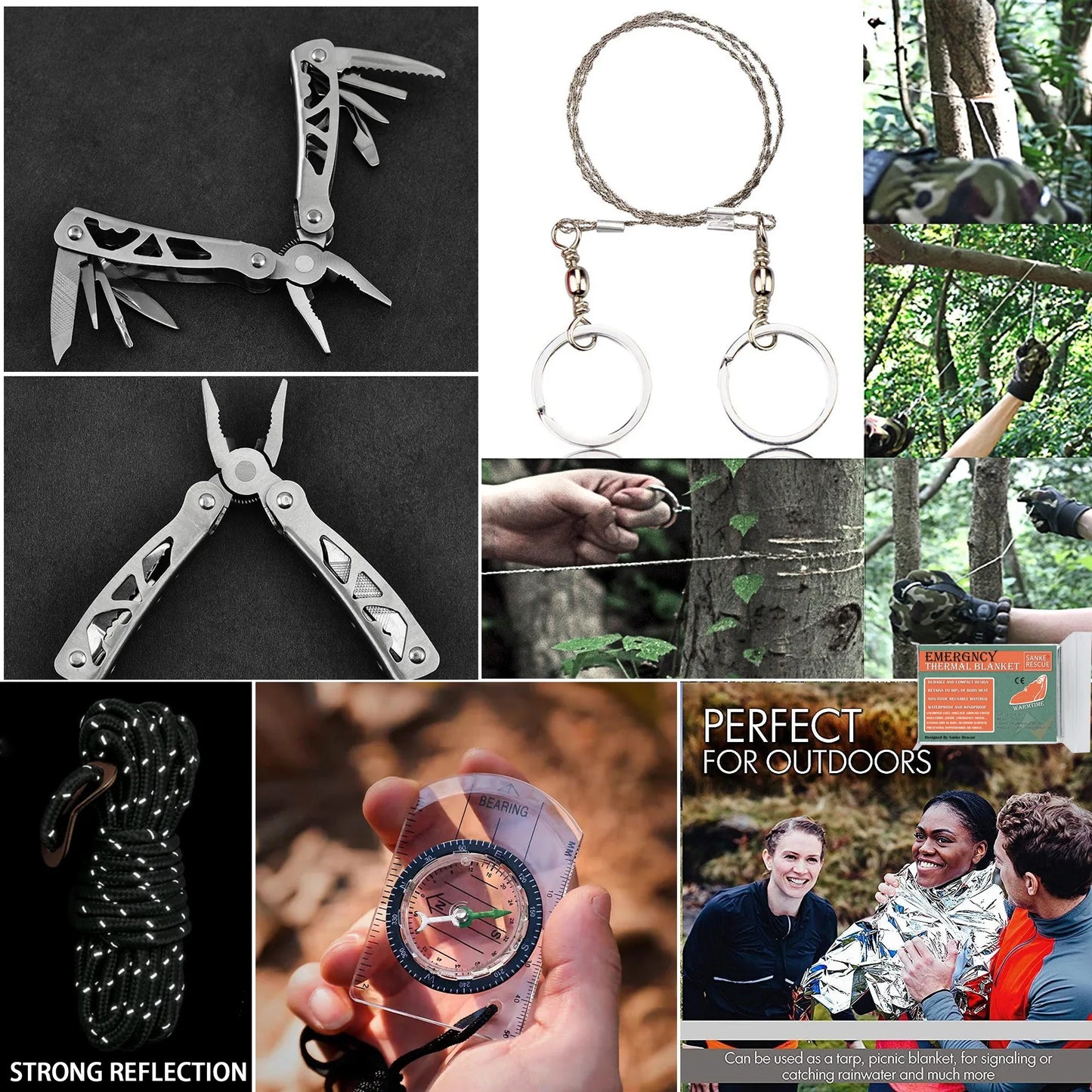 Carvallo Nödsats | 24-delat utomhussurvivalkit med första hjälpen-utrustning | För vandring, camping, katastrofskydd & äventyr