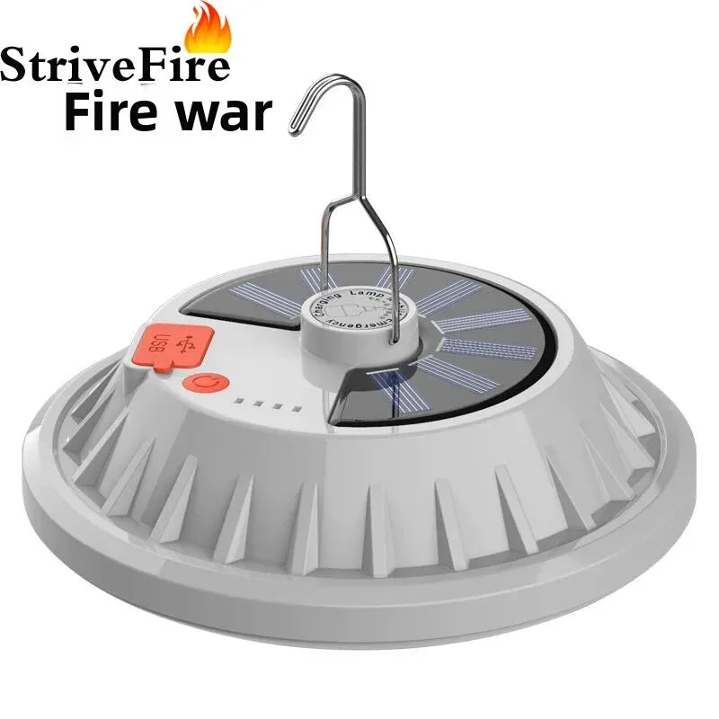 Carvallo Solar UFO-Campinglampa | Med fjärrkontroll | Uppladdningsbar & Bärbar | För utomhus, nödsituationer & nattmarknader