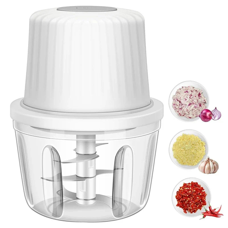 Carvallo MiniPro 400 Elektrisk vitlök- &amp; grönsakskniv 400 ml | 6 rostfria blad | USB-laddning | Vattentät &amp; Bärbar