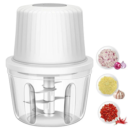 Carvallo MiniPro 400 Elektrisk vitlök- &amp; grönsakskniv 400 ml | 6 rostfria blad | USB-laddning | Vattentät &amp; Bärbar