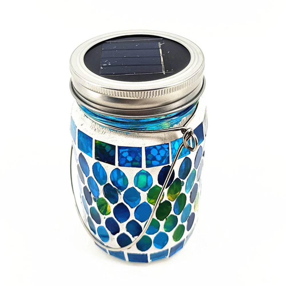 Carvallo LumoMosa Solarlaterne Mosaik LED | Hänglampa för trädgård och terrass | Vattentålig &amp; Bärbar | 13 cm Hög