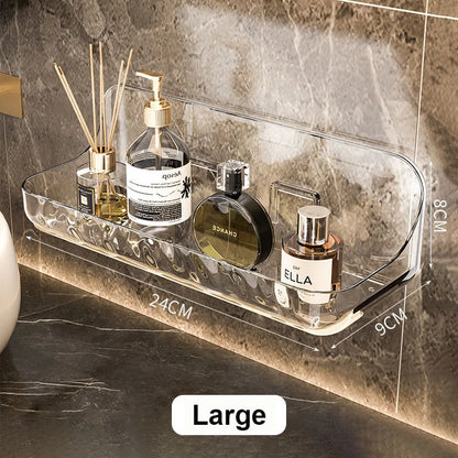 Carvallo WallClear Väggregal Transparent | Acryl Regal Utan Borrning | För Bad &amp; Kök | Stark Fäste &amp; Avtagbar