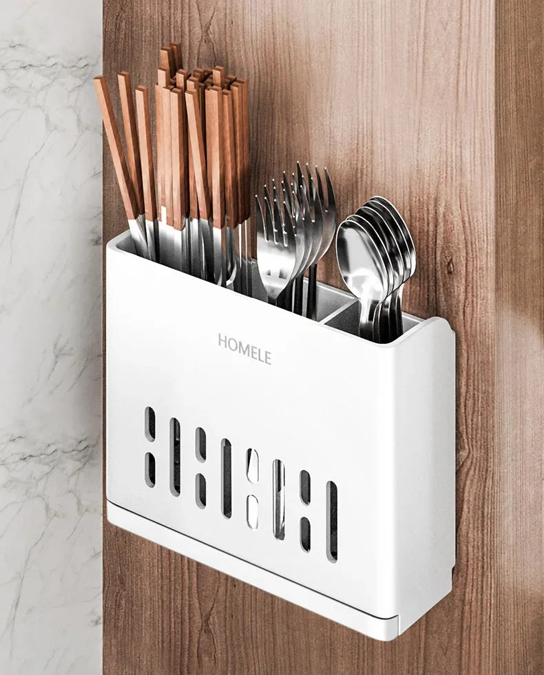 Carvallo bestickshållare | Vägg- & stående montage | Med avrinningfunktion | För kök & matplats