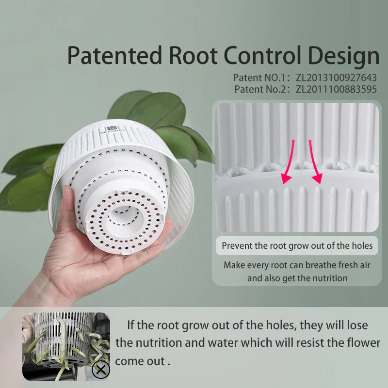 Carvallo Orchid Pot | Ventilerad planteringskruka med dräneringshål | 12 cm | Robust PP-material för inomhus och utomhus