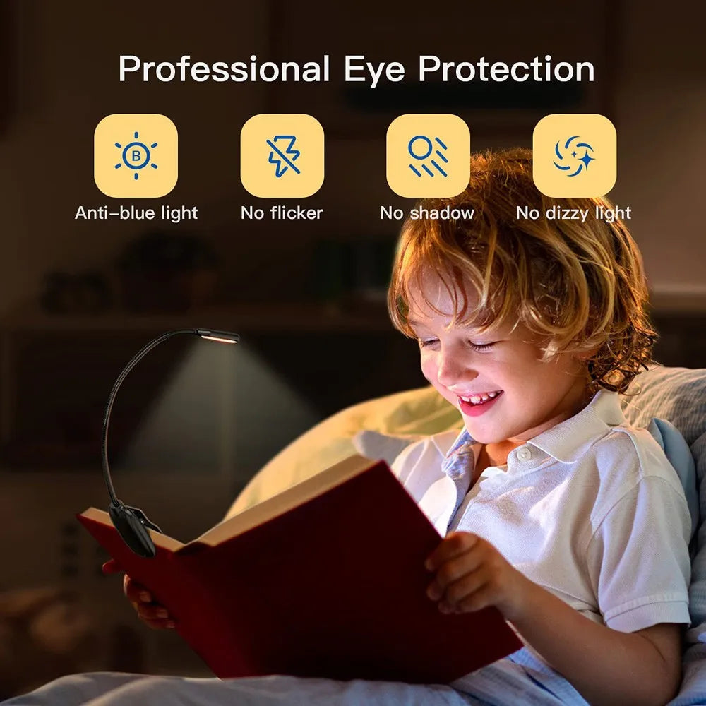 Carvallo 7 LED Lampa för läsning | USB uppladdningsbar | 3 färgtemperaturer & 9 ljusstyrkenivåer | Flexibel & skonsam för ögonen