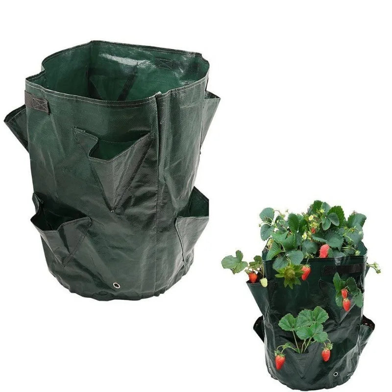 Carvallo GrowBag planterpåse för jordgubbar & grönsaker | 5/7/10 gallon | Med planteringsöppningar & bärhandtag | PE-material | Fällbar & Återanvändbar