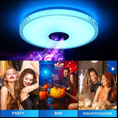 Lunavi Crystal | LED-taklampa med Bluetooth-högtalare och RGB-färgskiftning