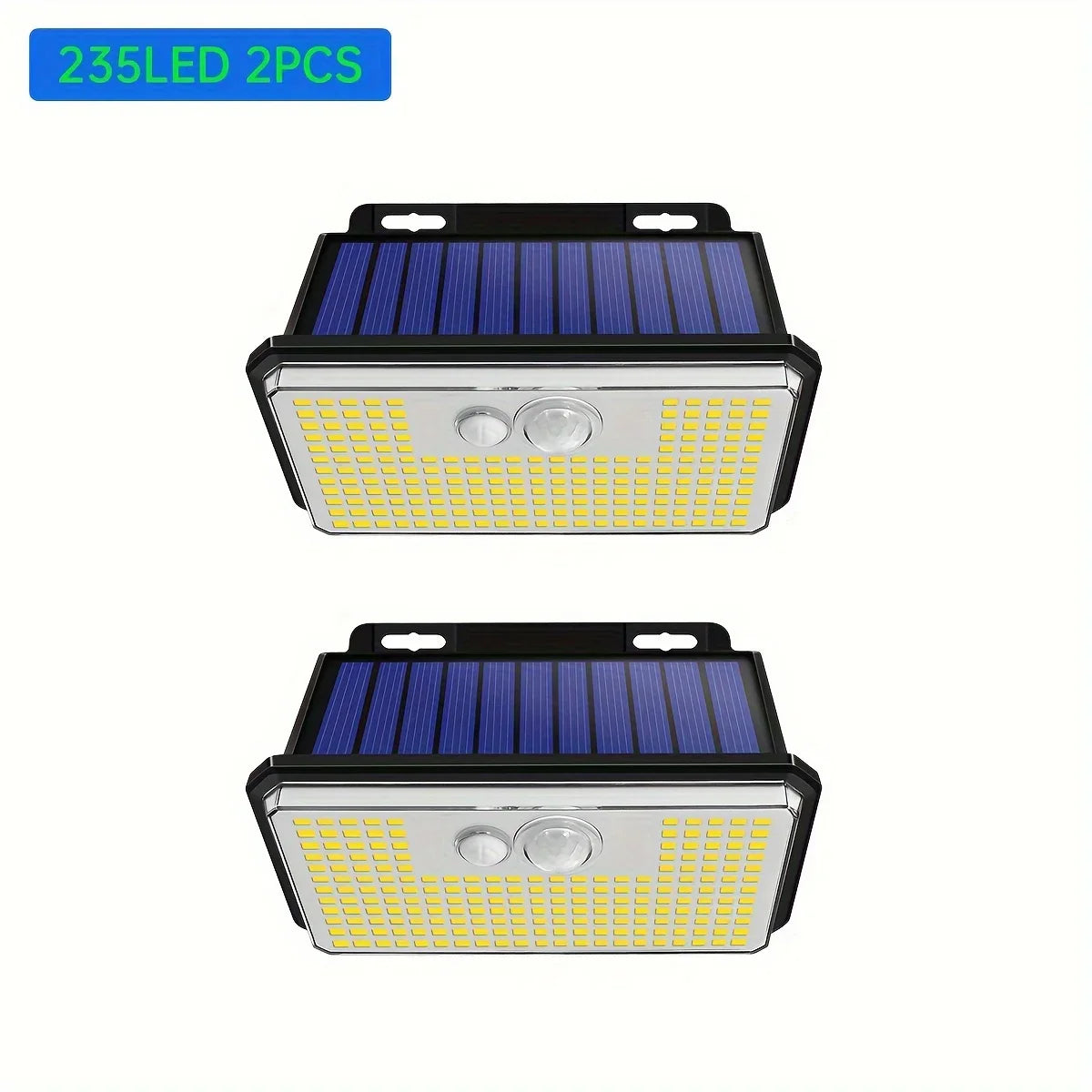 Carvallo 197 Solar Vägglampor Set | 2 stycken | 197 LEDs | 3 lägen | IP65 Vattentålig | Rörelsesensor | Utomhusbelysning för Trädgård, Gård & Terrass
