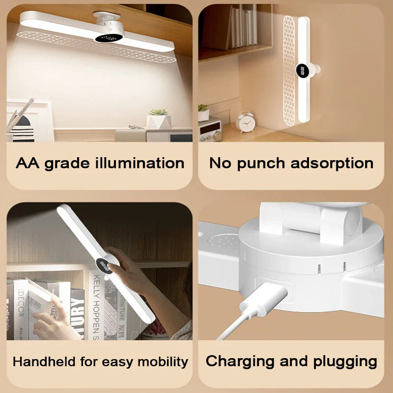 Carvallo-skrivbordslampa ClarioMag | Med klocka & väckarklocka | Magnetisk & USB-uppladdningsbar | Steglöst dimbar | 35 cm