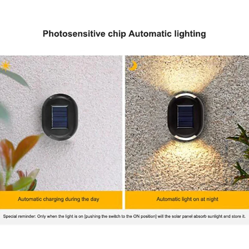 Carvallo Solar Vägglampa Oval | IP65 Väderbeständig | Upp & Ned Ljusstråle | För Trädgård & Utomhusvägg