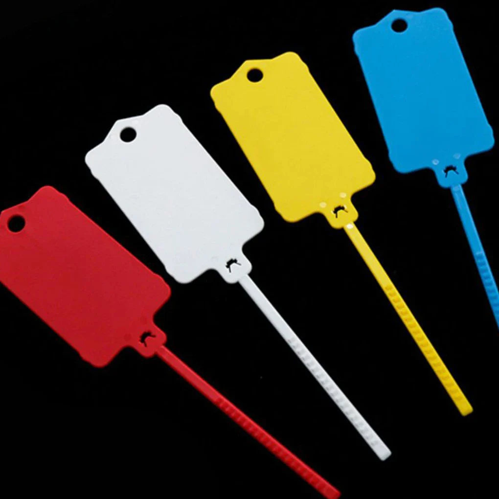 Carvallo FlexiTag 100 | 100 stycken | Återanvändbara plastetiketter med förslutningsband | För nycklar, bagage, lager och kontor