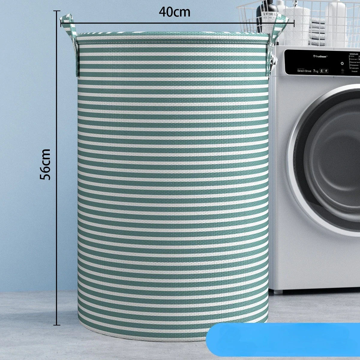 Carvallo Fällbar Tvättkorg med Randigt Mönster | 40×35 cm | Multifunktionell Förvaringskorg för Badrum, Sovrum & Leksaker