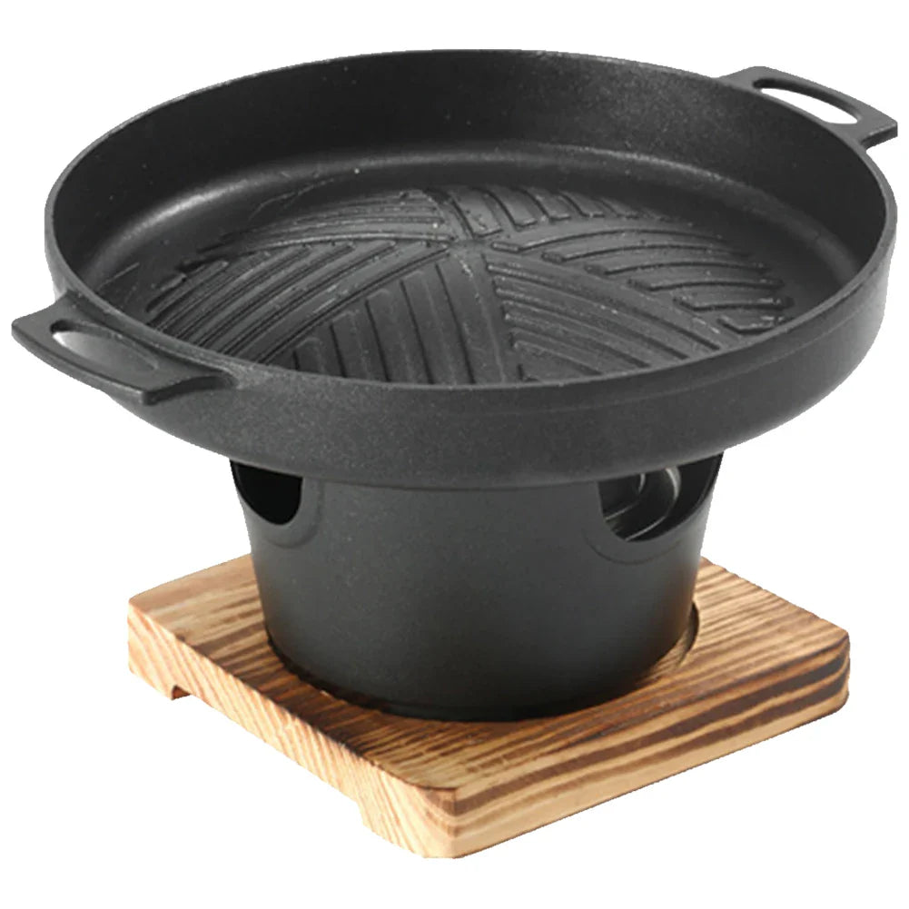 Carvallo Japanesisk Mini-Grill med Alkoholkamin | Bärbar Bordsg grill utan rök | Kompakt och beläggningsfri | För Camping och Balkong