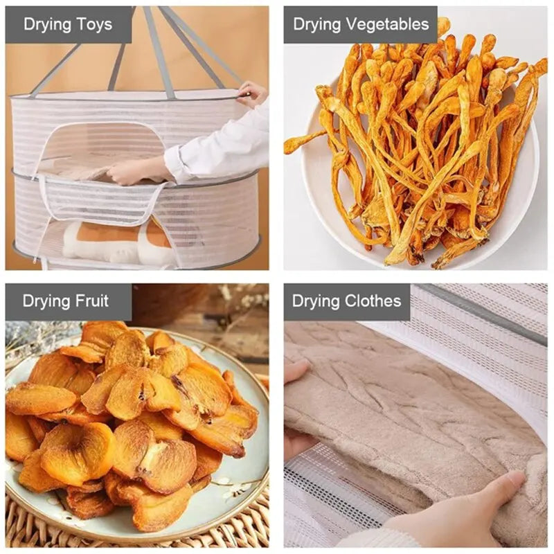 Carvallo Hängande Torkställ | 3 Nivåer | Fällbar & Platsbesparande | För Kryddor, Kläder & Livsmedel