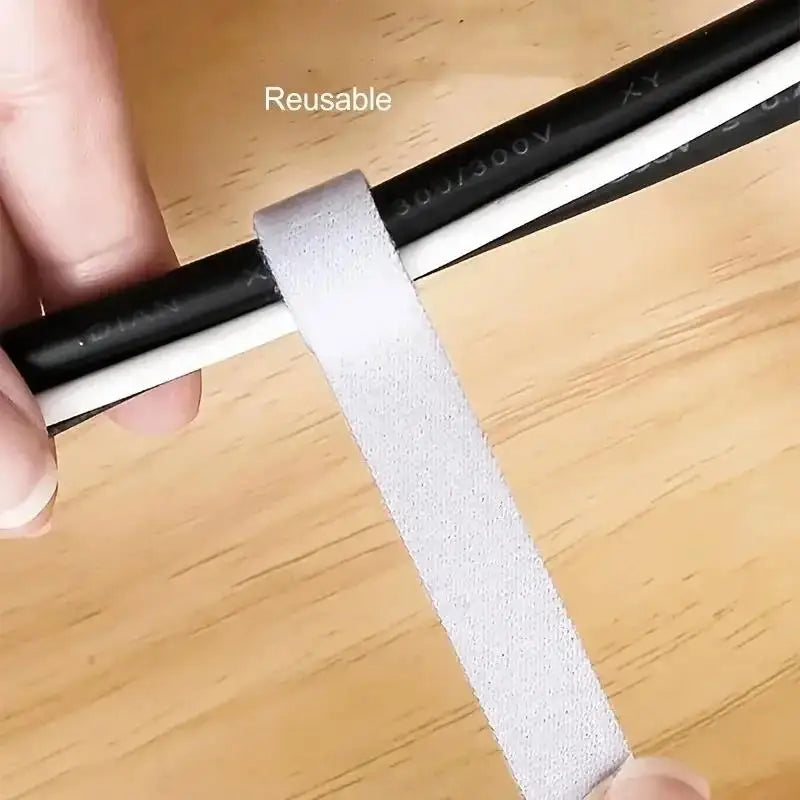 Carvallo Velcro-kabelbindare rulle | 5 m kan skäras | Återanvändbar & starkt klibbig | För kablar, ledningar & organisation