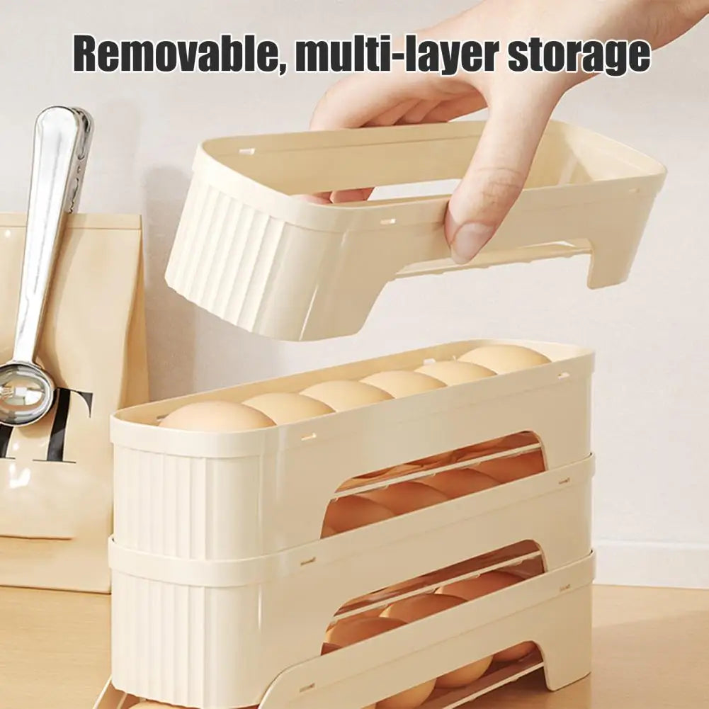 Carvallo RolloMaxx | 4-lagers äggorganisatör | Platsbesparande & Självrullande | Transparent design