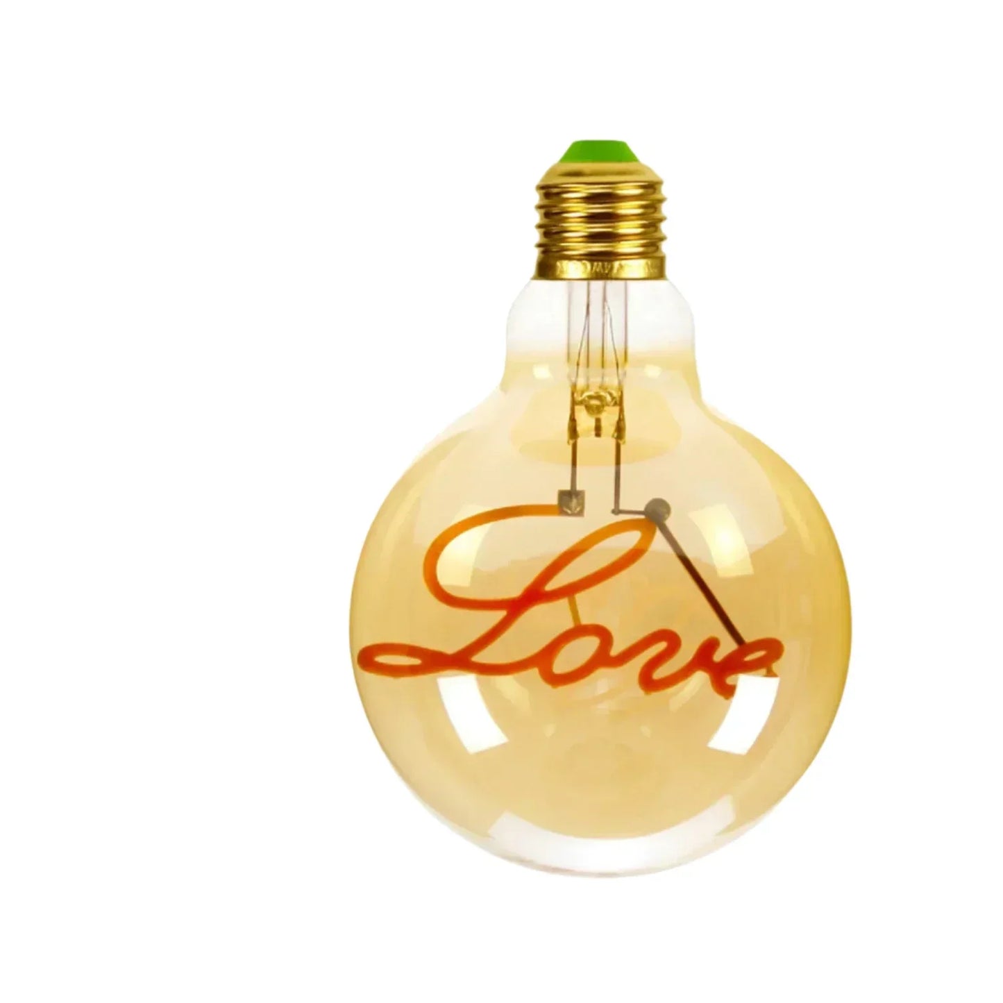 RetroLED - Vintage Bordslampa med Träbotten och LED-lampa med Inskrift