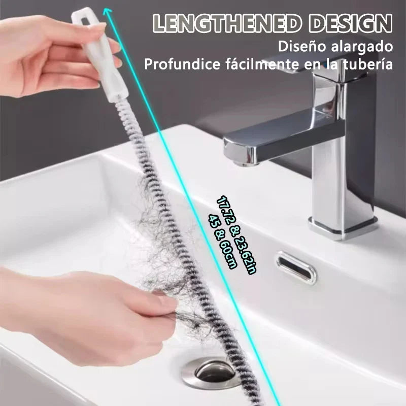 Carvallo Rörrensare Borste | Flexibel Avloppsrensare för Kök & Bad | 45/65 cm Längd | Återanvändbart Rengöringsverktyg