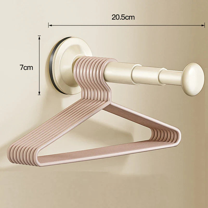 Carvallo FlexiHang | Teleskopfäste med sugkopp | Justerbar & borrfri | För badrum, hall & tvättstuga