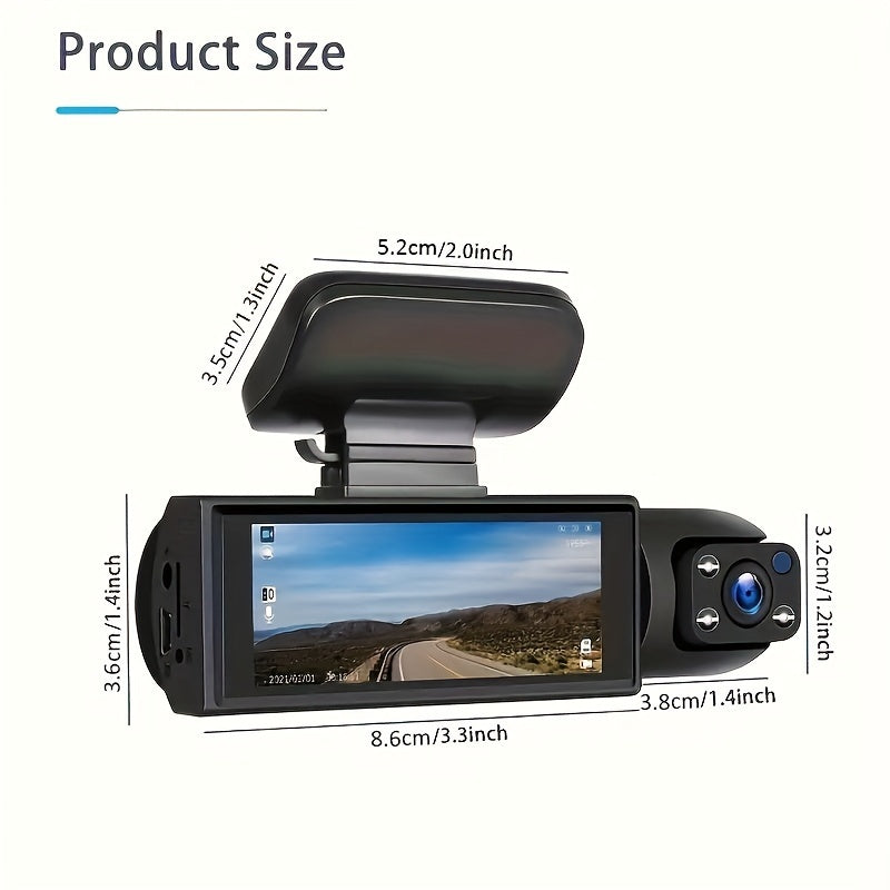 1080P WiFi Dubbelkamera Dash Cam – Främre &amp; Inuti Bilkamera med IR Nattvision &amp; Loopinspelning