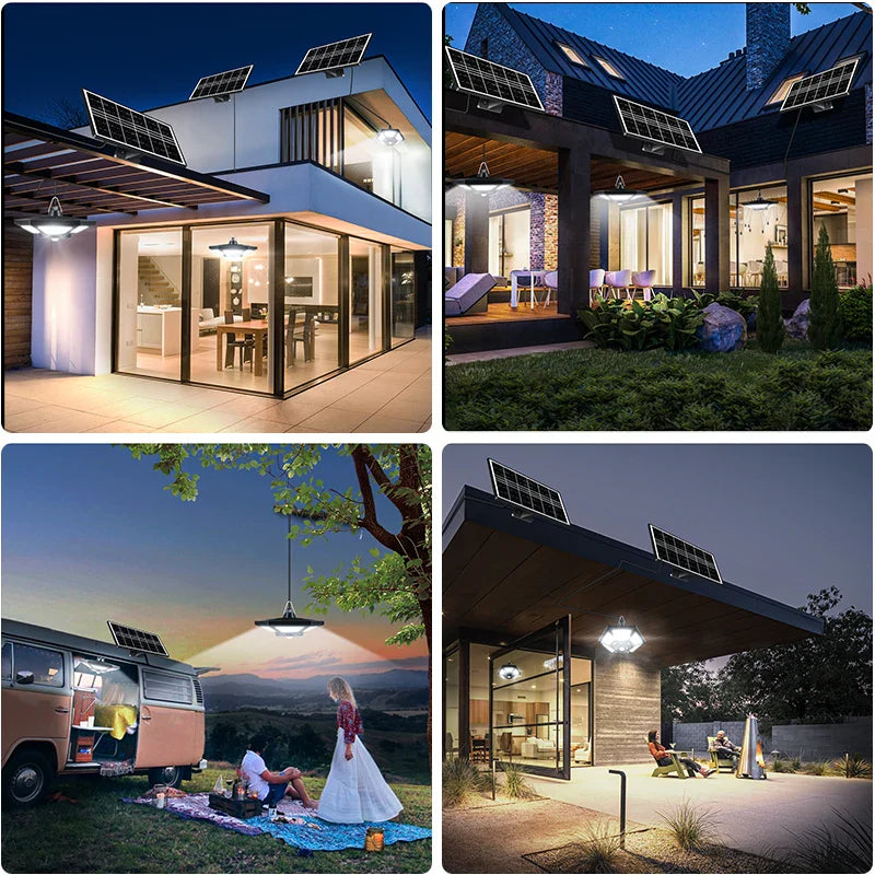 Carvallo LuminoDrop Solhängande lampa med 180 LED &amp; fjärrkontroll | Rörelsesensor &amp; 5 lägen | För terrass, garage &amp; ladugård