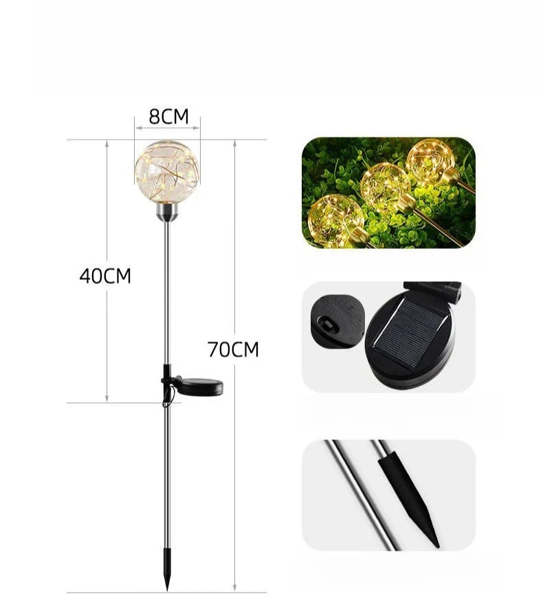 Carvallo GlowSphere Solarbollträdgårdslampa 70 cm | LED-landskapsljus | Jordspett | Väderbeständig